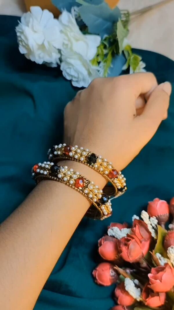 Pearl-detailed-ruby-studded bangle - Image 2