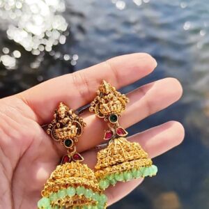 Lakshmi Jhumka with green dropping